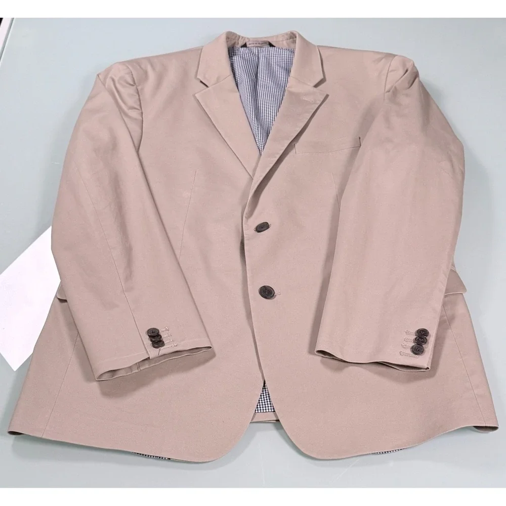 BANANA REPUBLIC Solid Khaki Cotton Blend Mens Sport Coat Blazer - 44 Regular